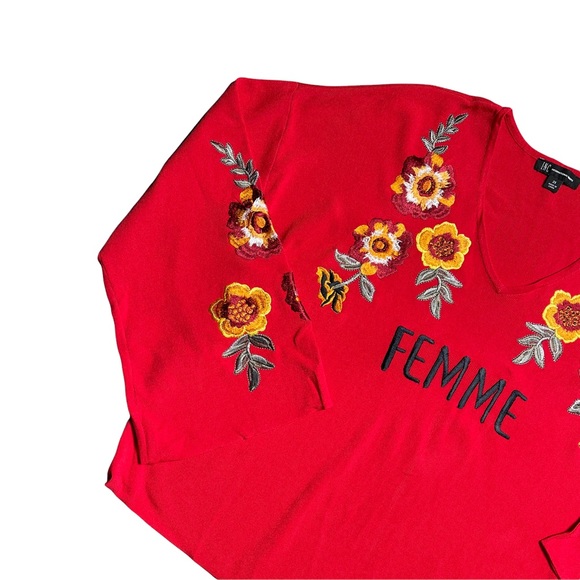 I.N.C. International Concepts Red Femme Long Sleeve Blouse - Picture 2 of 9